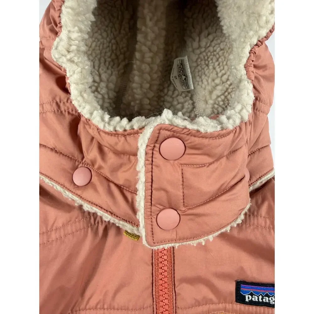 Patagonia Baby Reversible Tribbles Hoody Sherpa Fleece Jacket Pink size 3